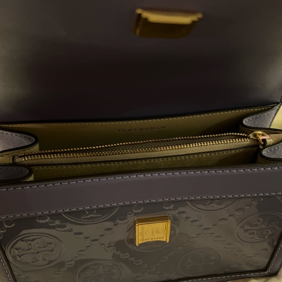 *SOLD* Tory Burch Monogram Patent Embossed Small Shoulder Bag - Picture 2 of 11